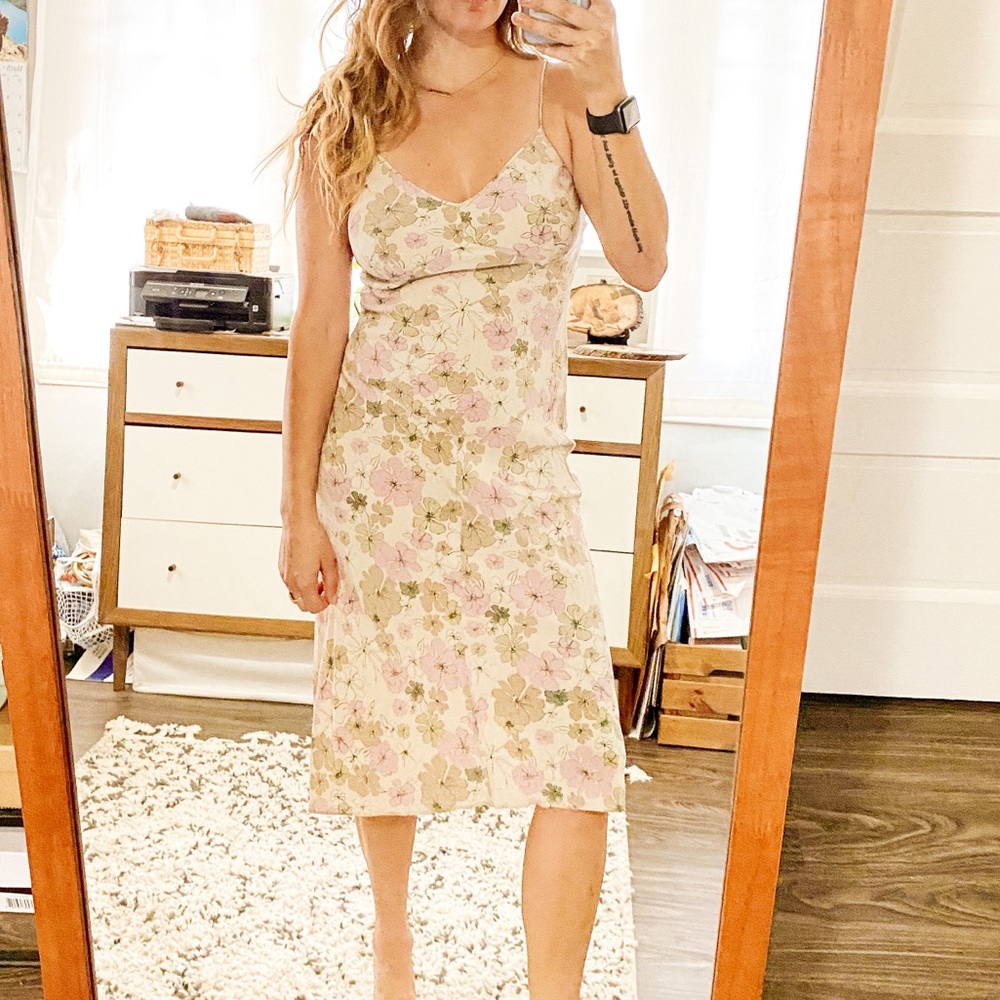 J Crew Vintage Silk Floral Midi Slip Dress size Small